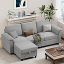 Convertible Sectional Sofa with Storage Ottoman