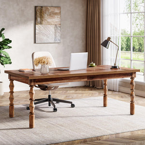 Large Executive Office Desk with Carved Turned Legs