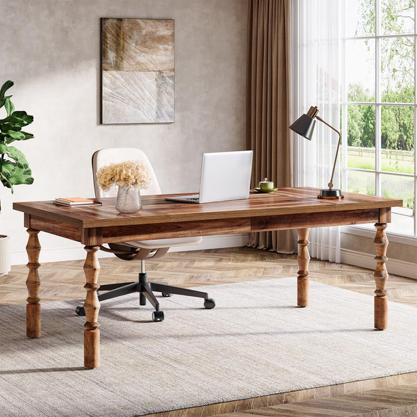 Large Executive Office Desk with Carved Turned Legs