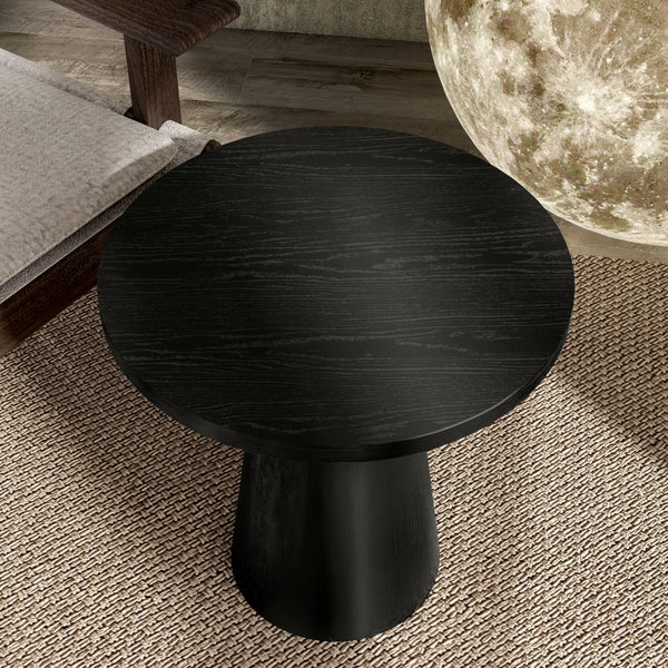 Round Pedestal End Table – Solid Rubberwood