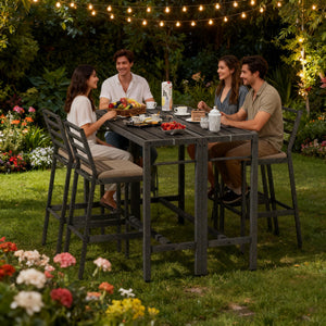 3-Piece Metal High Top Outdoor Bar Set with 2 Cushioned Bar Stools
