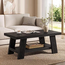 2-Tier Rectangular Coffee Table with Storage Shelf