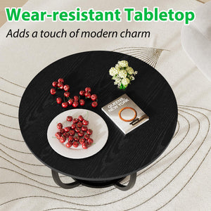 Round Coffee Table 2-Tier with Storage Shelf