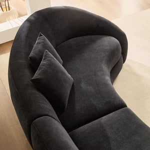125.98" Curved Sofa with Love Heart Design, 5-Seat Cloud Couch, Black