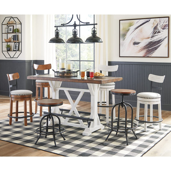 Counter Height Farmhouse Dining Table – Two-Tone Brown & White