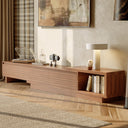 Extendable Mid-Century Modern TV Stand with Crosshatch Drawers