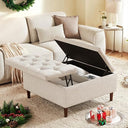 Large Lift-Top Storage Ottoman Coffee Table – Square Tufted Upholstered Ottoman