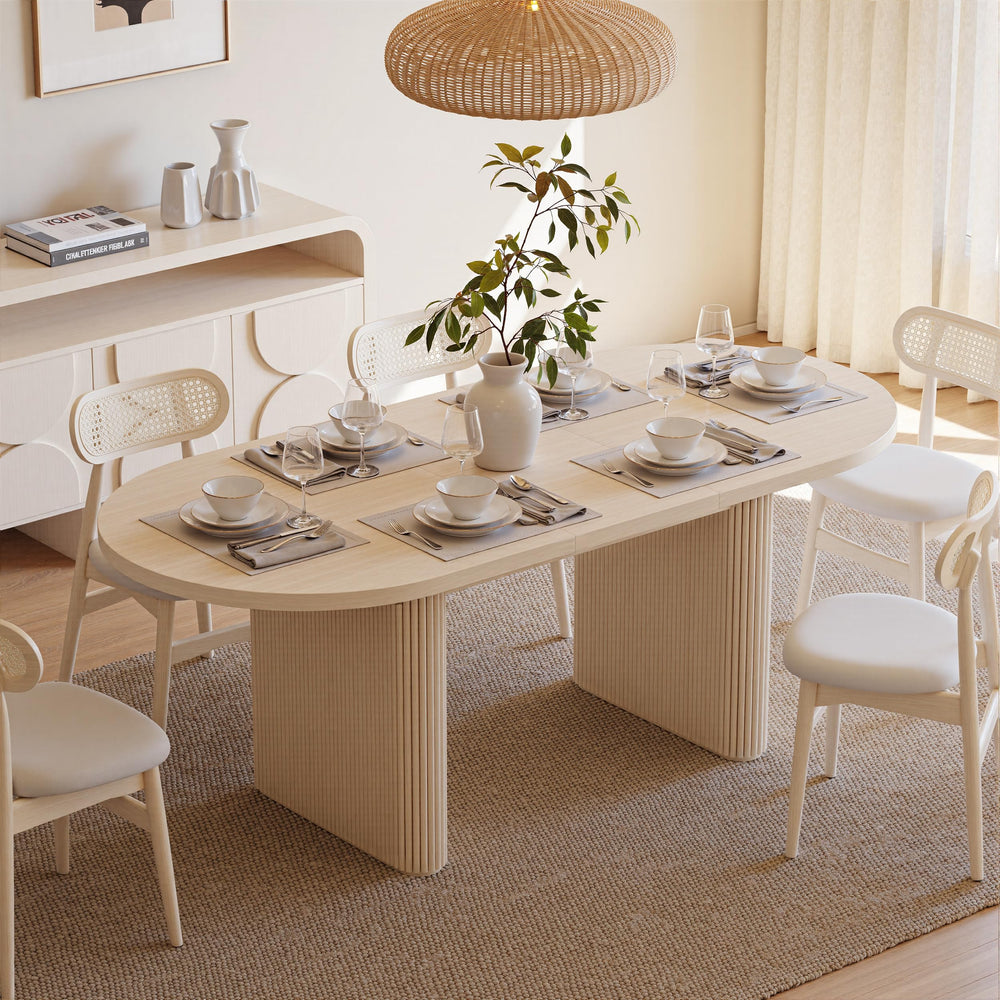 Oval Extendable Solid Wood Dining Table