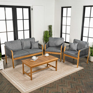 4-Piece Outdoor Patio Conversation Set with Cushions