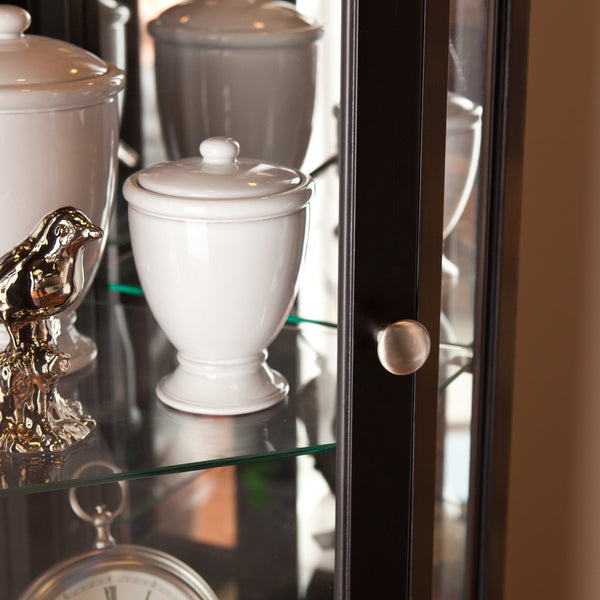 Lighted Corner Curio Cabinet with Glass Shelves