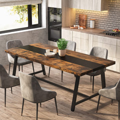 Large Rectangular Dining Table – Metal Frame, Seats 6–8