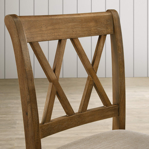 5-Piece Counter Height Dining Set with Cross-Buck Pedestal Table
