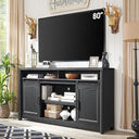 Farmhouse TV Stand with Sliding Barn Doors – Fits 80" TV