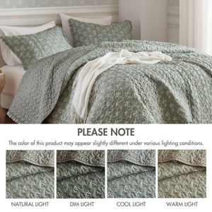 Reversible Vintage Floral Quilt Set with Shams – Queen & King