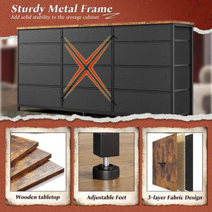 55" 12-Drawer Dresser with TV Stand – Metal Frame & Wood Top