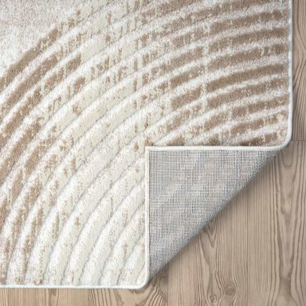 Cream Area Rug – Mid-Century Modern Arch Pattern