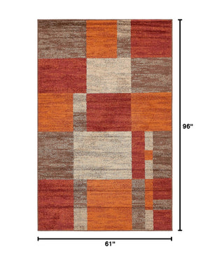 Patchwork Area Rug – Geometric Abstract, Polypropylene