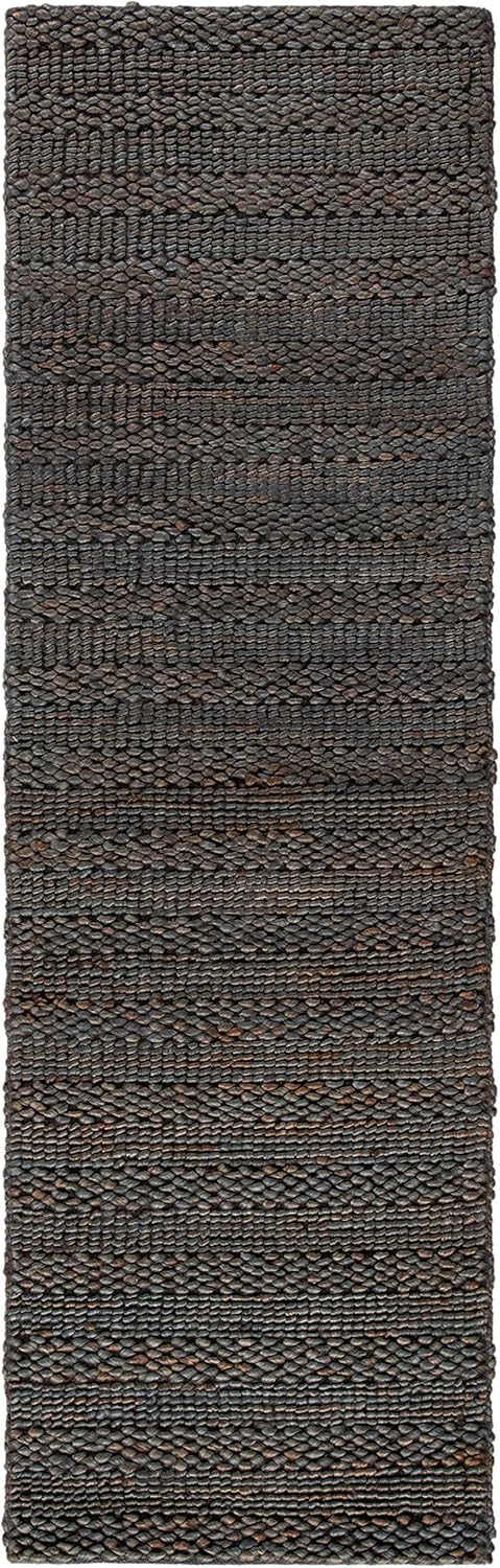 Handmade Jute & Cotton Runner Rug 2'3" x 10' – Charcoal