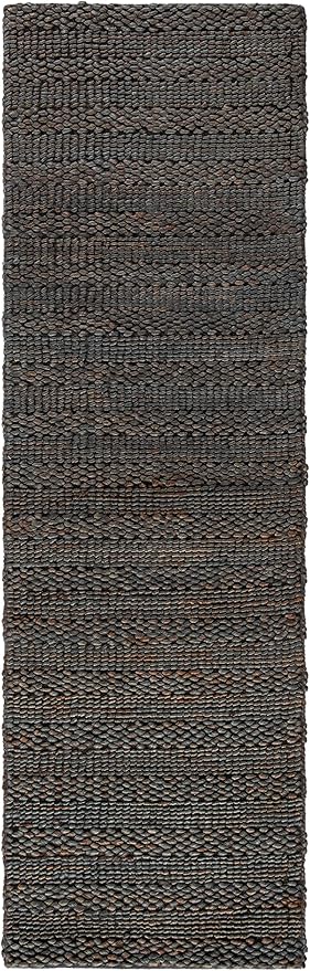 Handmade Wool Runner Rug – Black & Ivory Boho Tribal, 2'3" x 10'