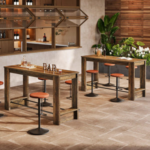 63'' Counter Height Bar Table with Metal Footrests