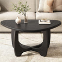 Round Wood Coffee Table with Triangle Base