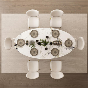 Oval Sintered Stone Dining Table Set with Stainless Steel Base