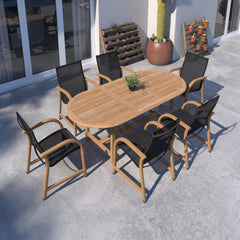 7-Piece Oval Teak Outdoor Dining Set