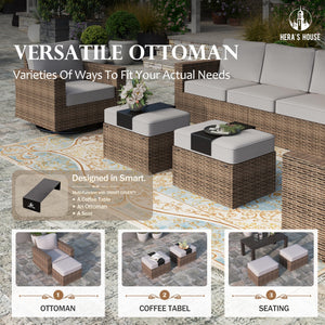 Outdoor Wicker Patio Conversation Set with Swivel Chairs
