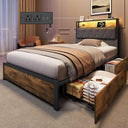 Platform Bed Frame with Storage Drawers & LED Lights