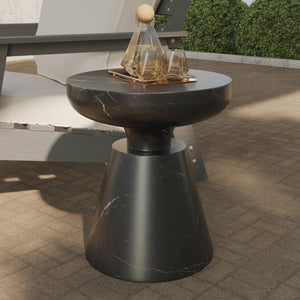 Round Fiberstone Pedestal Side Table
