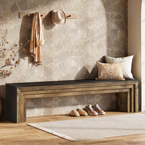 71" Extra Long Entryway Bench with Layered Design