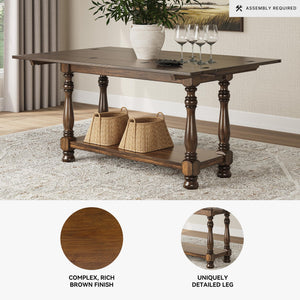 Dark Brown Flip Top Sofa Table with Shelf & Turned Legs