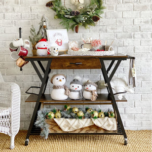 48-Inch Mobile Coffee Cart with Storage Drawer and Lockable Wheels