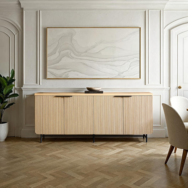 Fluted 4-Door Sideboard Buffet Console, 69 Inch