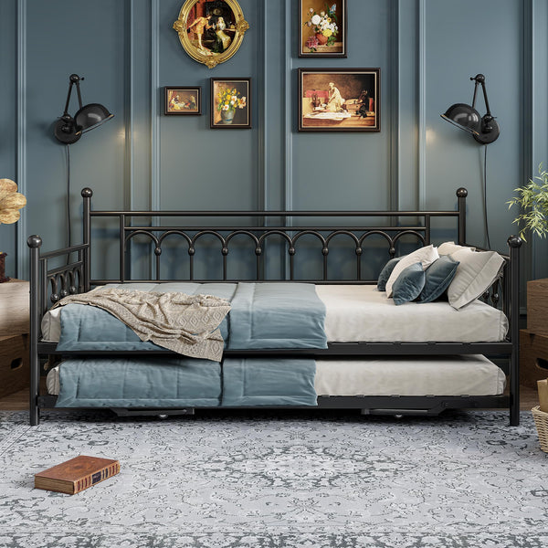 Twin Metal Daybed with Pop-Up Trundle