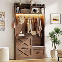 5-in-1 Entryway Hall Tree with Bench, Shoe Storage & LED Light