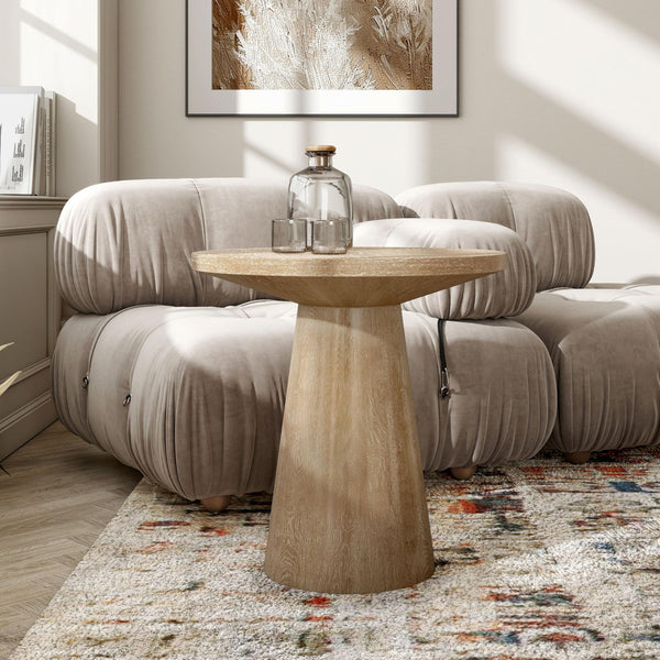 20-Inch Round End Table with Cone Pedestal Base
