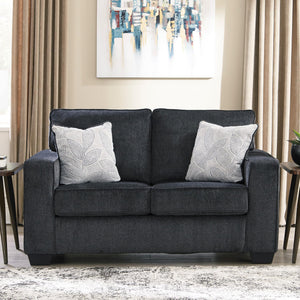 Modern Chenille Loveseat with Accent Pillows