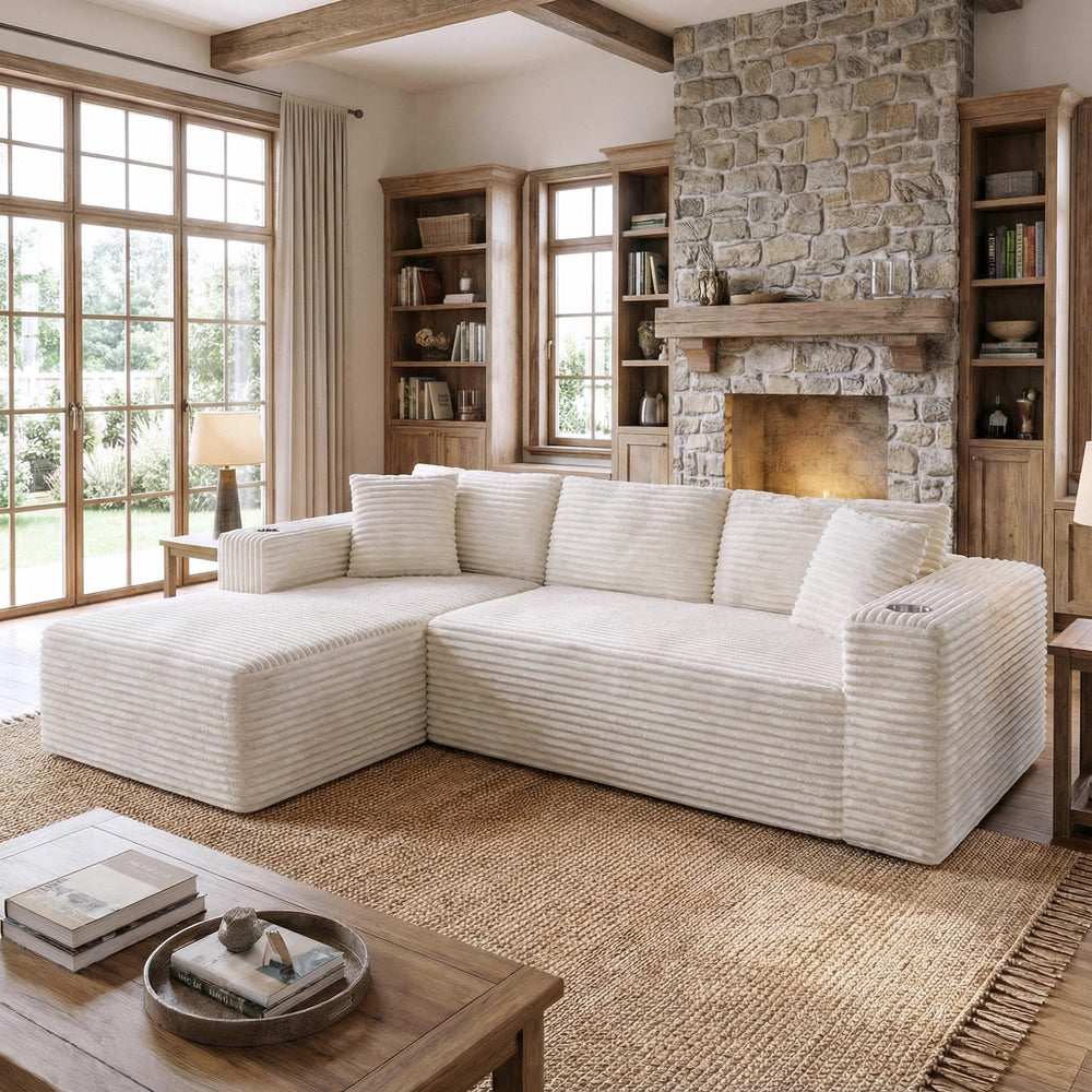 103" Modular Sectional Sofa with Chaise & Cup Holders