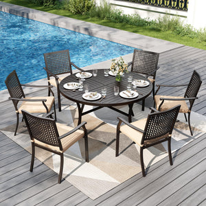 Round Outdoor Dining Table with Umbrella Hole