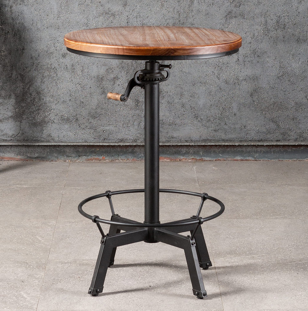 Adjustable Height Round Bar Table – Industrial Swivel Pub Table