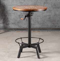 Adjustable Height Round Bar Table – Industrial Swivel Pub Table