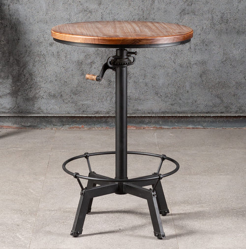 Adjustable Height Round Bar Table – Industrial Swivel Pub Table