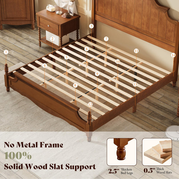 3-Piece Solid Wood California King Bedroom Set with Arched Headboard & Nightstands