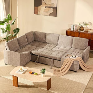 Modular Sectional Sleeper Sofa with Pull-Out Bed & Storage | Chenille | 107"