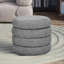 Round Storage Ottoman with Removable Lid – Upholstered Vanity Stool