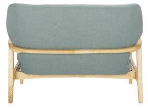 Modern Blue Settee Loveseat with Pillows