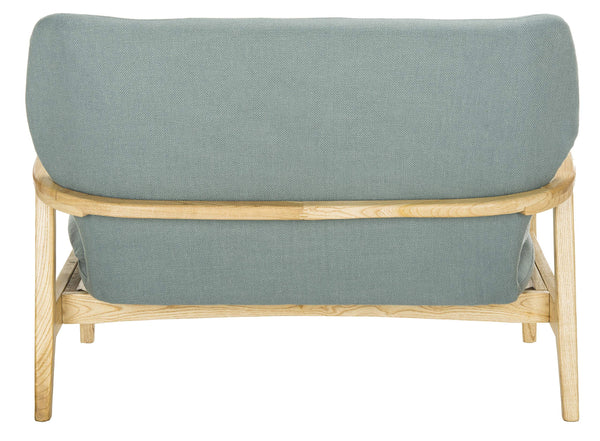 Modern Blue Settee Loveseat with Pillows