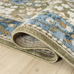 Green Vintage Floral Area Rug