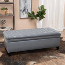 Tufted Fabric Storage Ottoman with Birch Legs